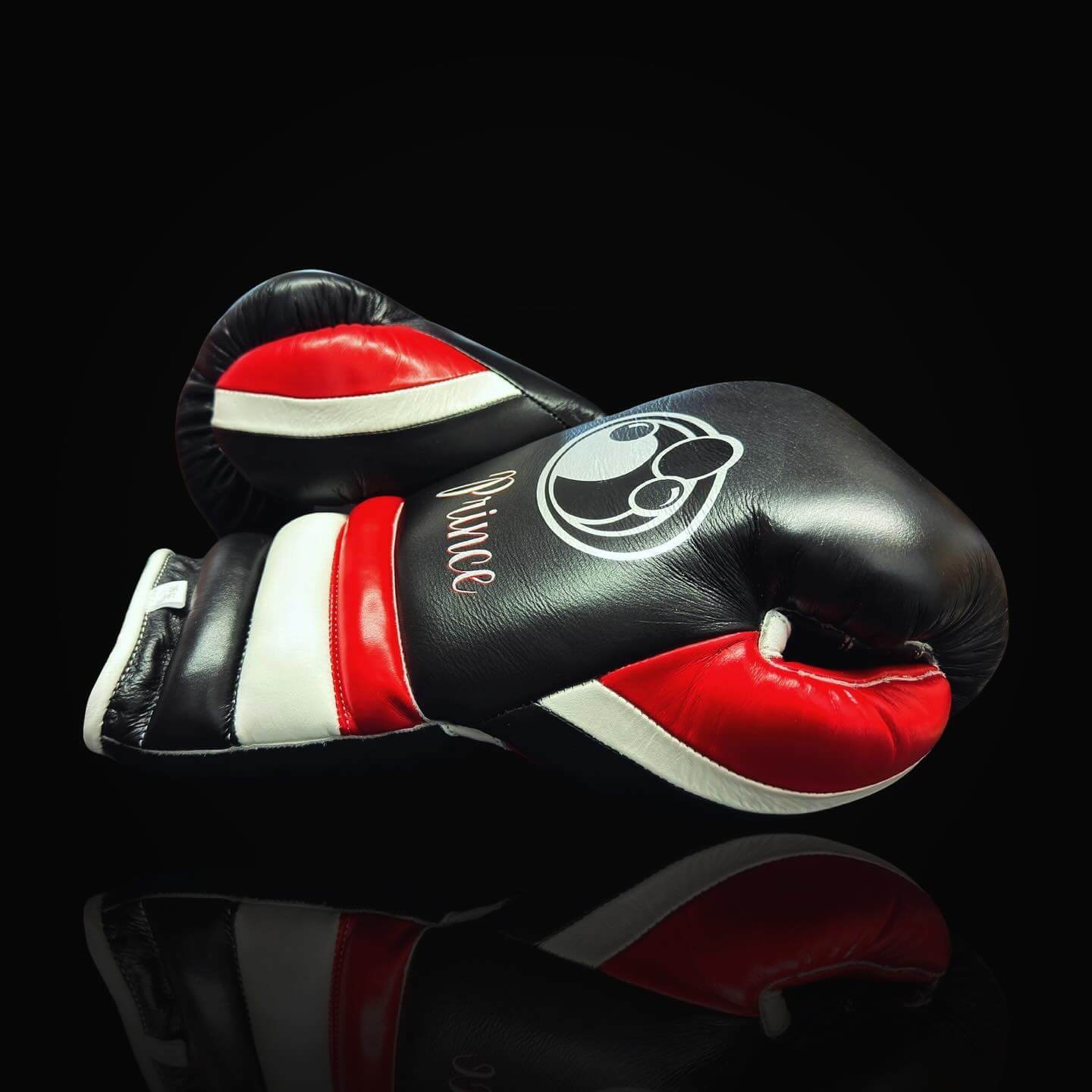 Grant Black/Red/White Leather Boxing Gloves Heavy Duty Training Pair Thumb View
