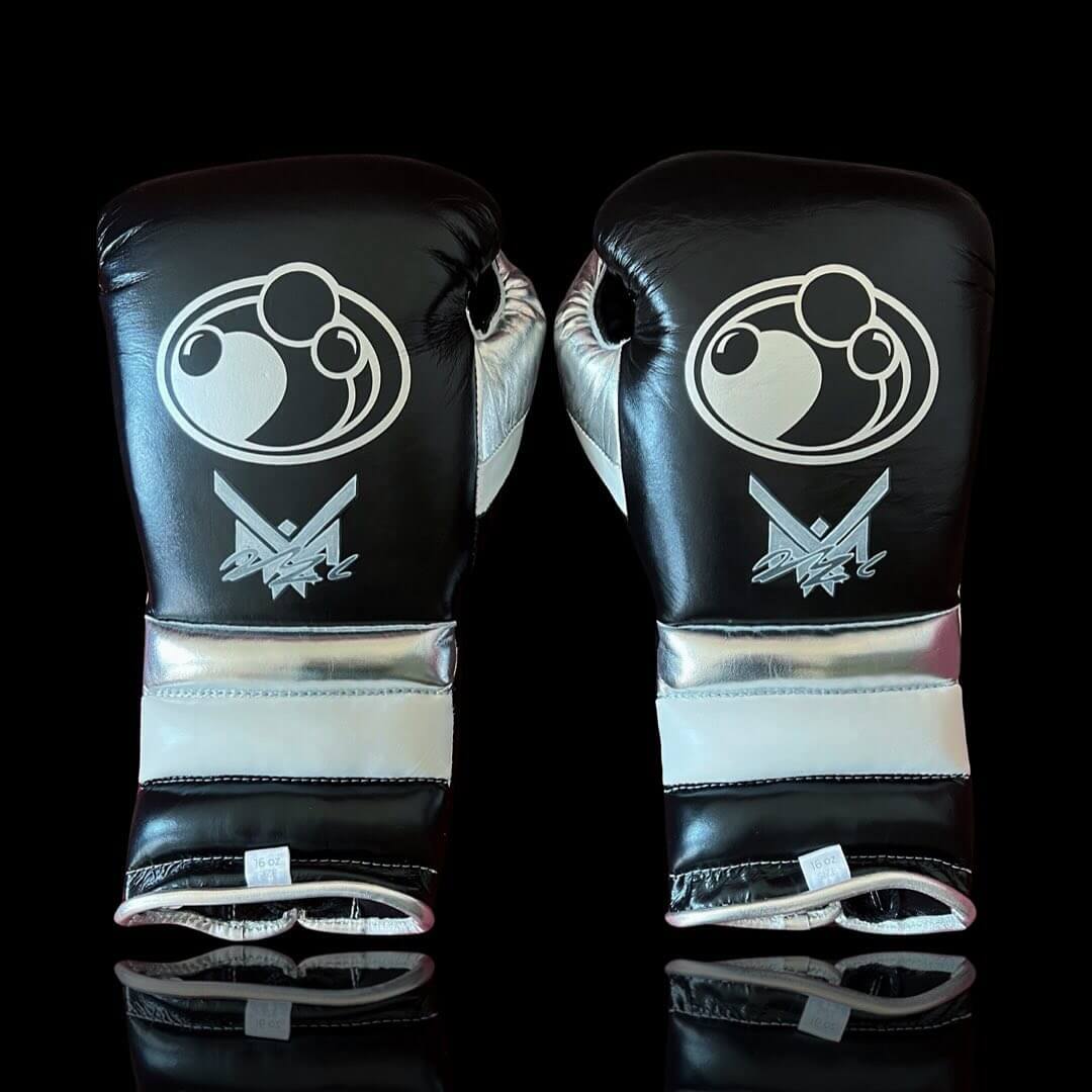 Grant Black/Silver/White Boxing Gloves 14oz Premium Training Gloves Back View
