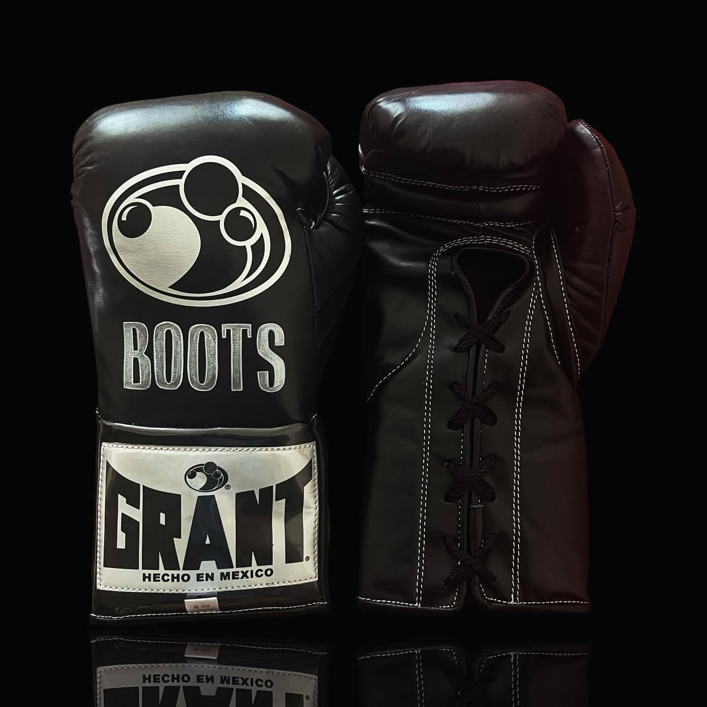 Grant Black Lace-Up Boxing Gloves Classic Training Gloves