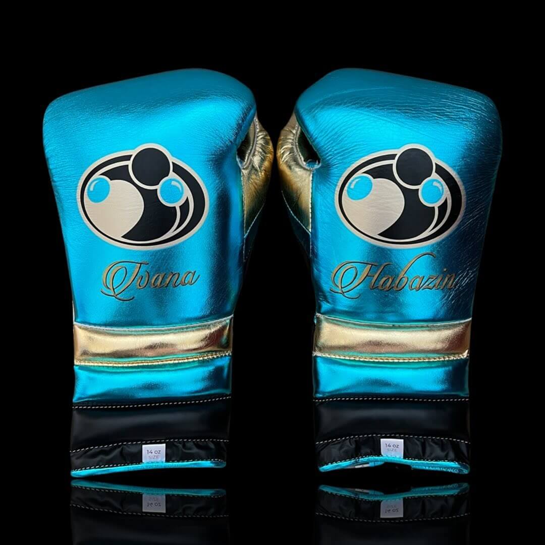 Grant Blue/Black/Gold Boxing Gloves Premium Gym Training Pair Back View