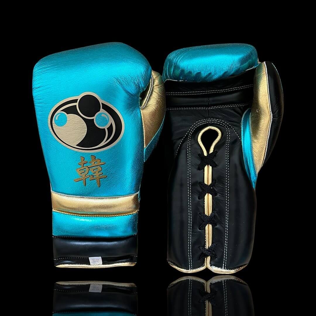 Grant Blue/Black/Gold Leather Boxing Gloves Heavy Duty Training Pair