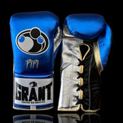 Grant Blue/Black/Silver/Gold Leather Boxing Gloves Custom Fit Training