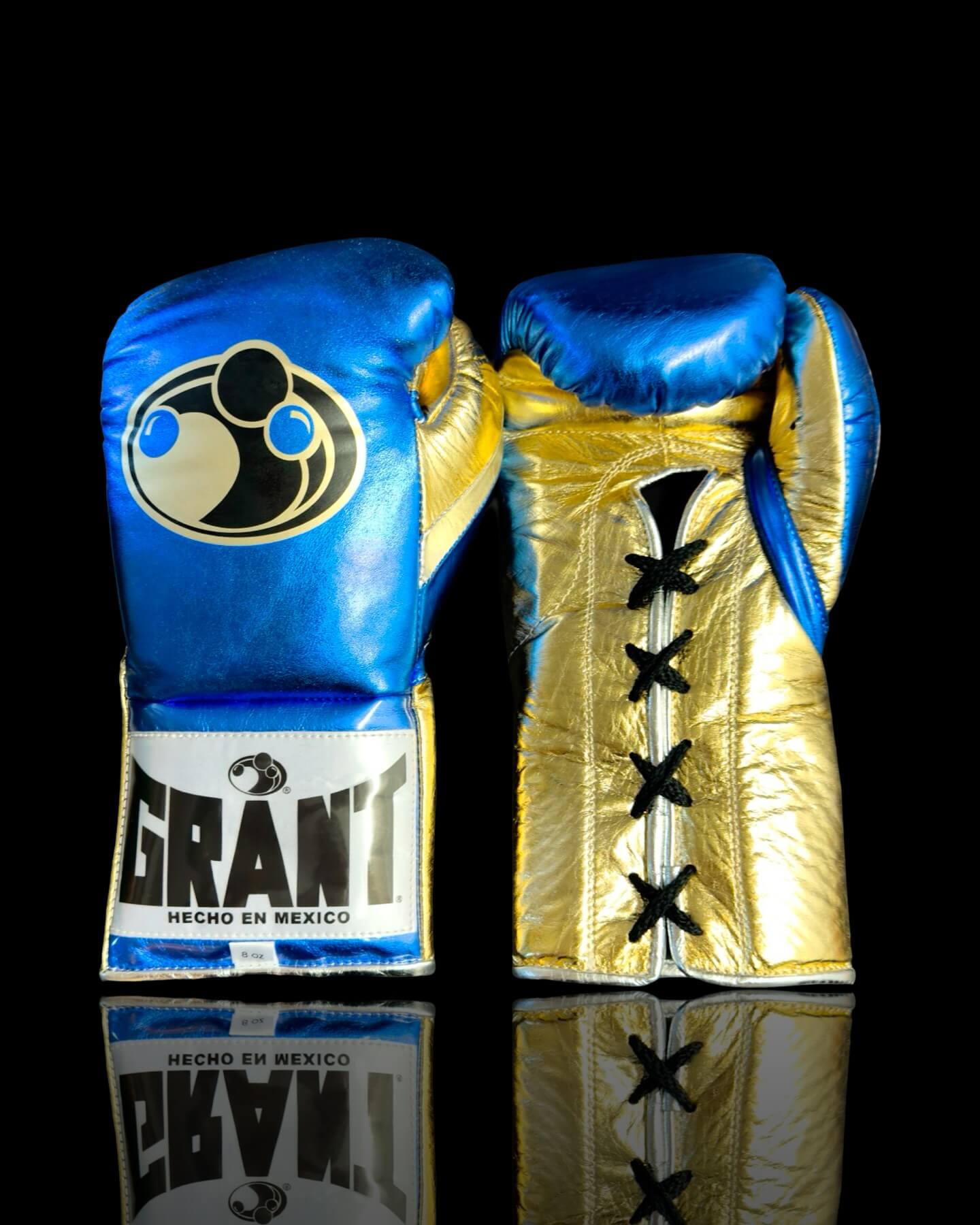 Grant Blue/Gold Leather Boxing Gloves Custom Fit Training