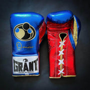 Grant Blue/Red/Gold Leather Boxing Gloves Heavy Duty Training Pair