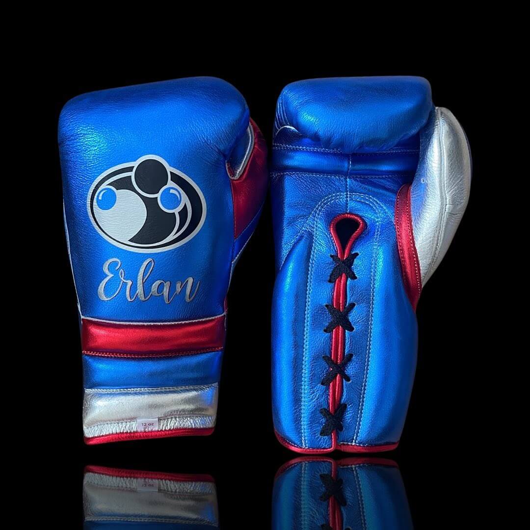 Grant Blue/Silver/Red Leather Boxing Gloves Heavy Duty Training Pair