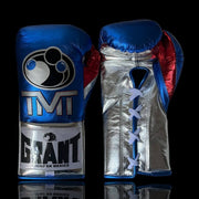Grant Blue/Silver/Red Lace-Up Boxing Gloves Classic Training Gloves