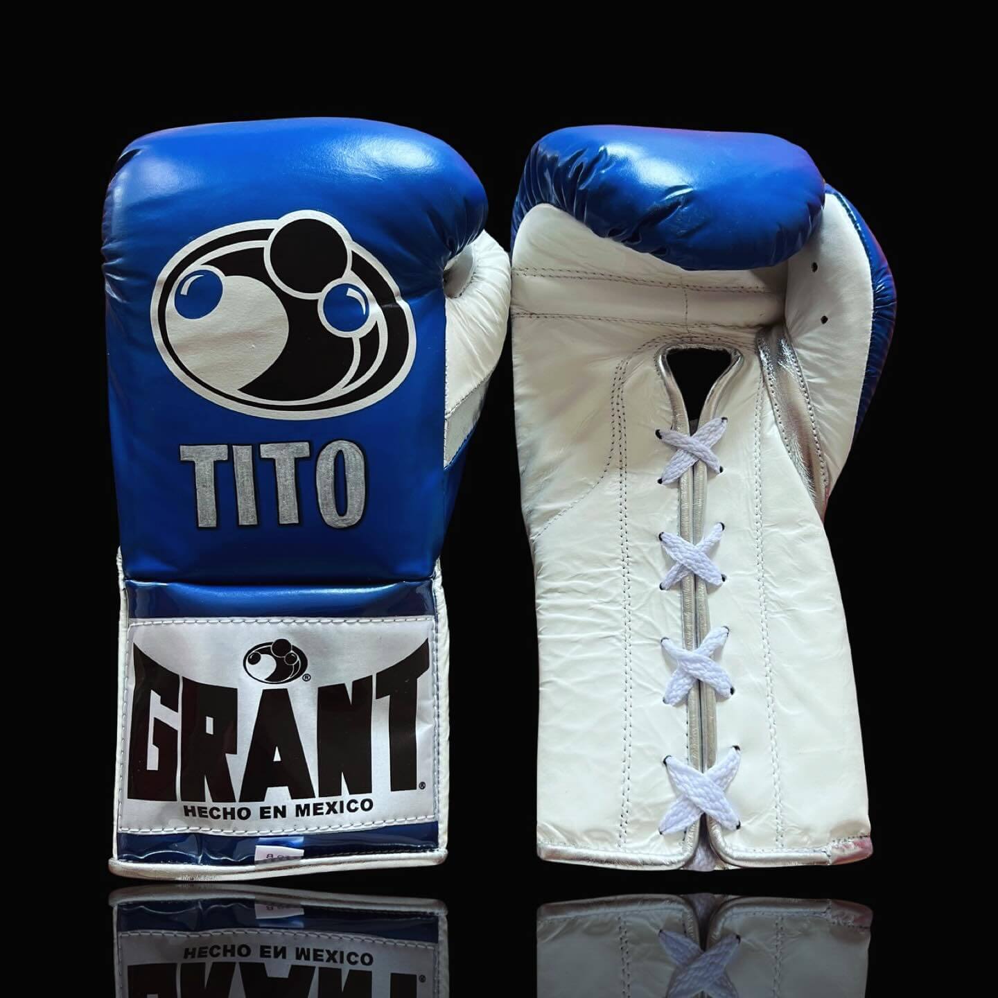 Grant Blue/White/Silver Boxing Gloves 14oz Premium Training Gloves