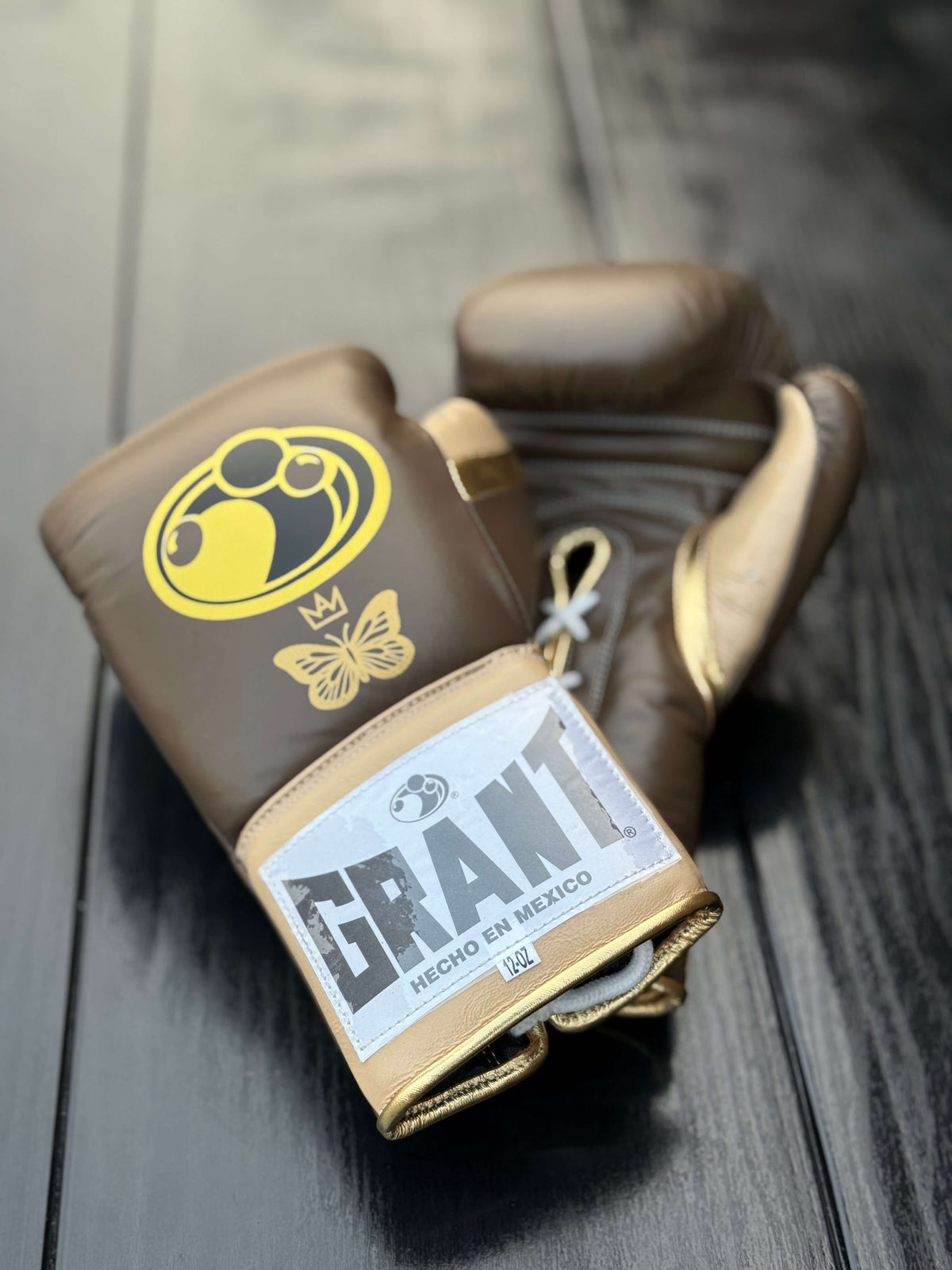 Grant Boxing Gloves Brown/Beige/Gold Leather Training Gloves for Sparring