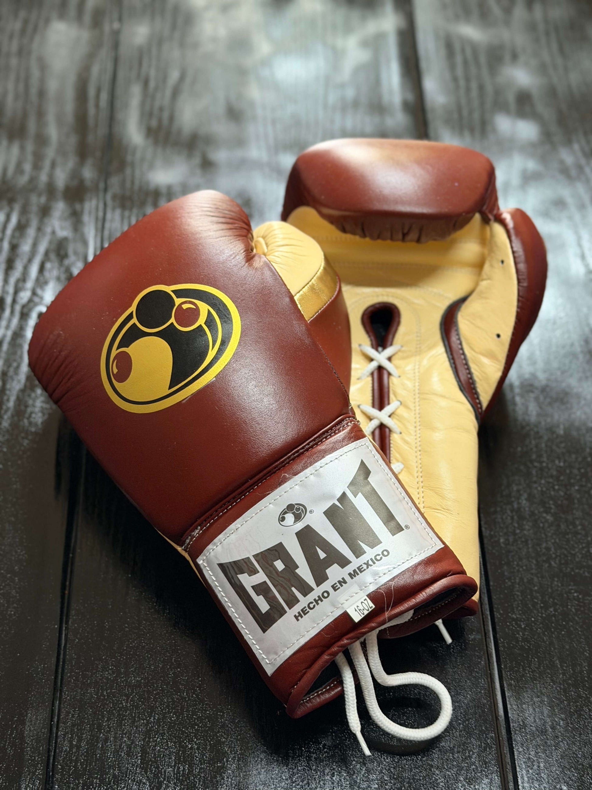 Grant Boxing Gloves Brown/Beige/Gold Leather Training Gloves View