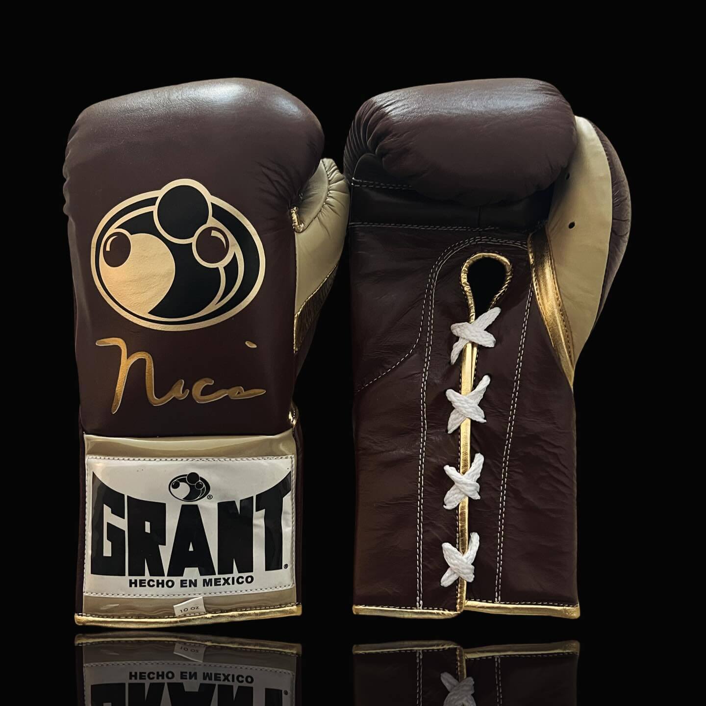 Grant Brown/Beige/Gold Leather Boxing Gloves Custom Fit Training