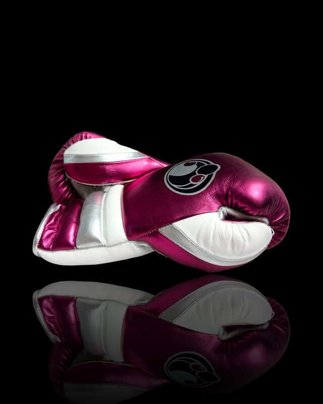 Grant Boxing Gloves Dark-Pink/White/Silver 14oz Leather Training Gloves Thumb-View