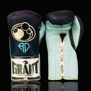Grant Dark & Mint Blue/Gold Boxing Gloves 14oz Premium Training Gloves