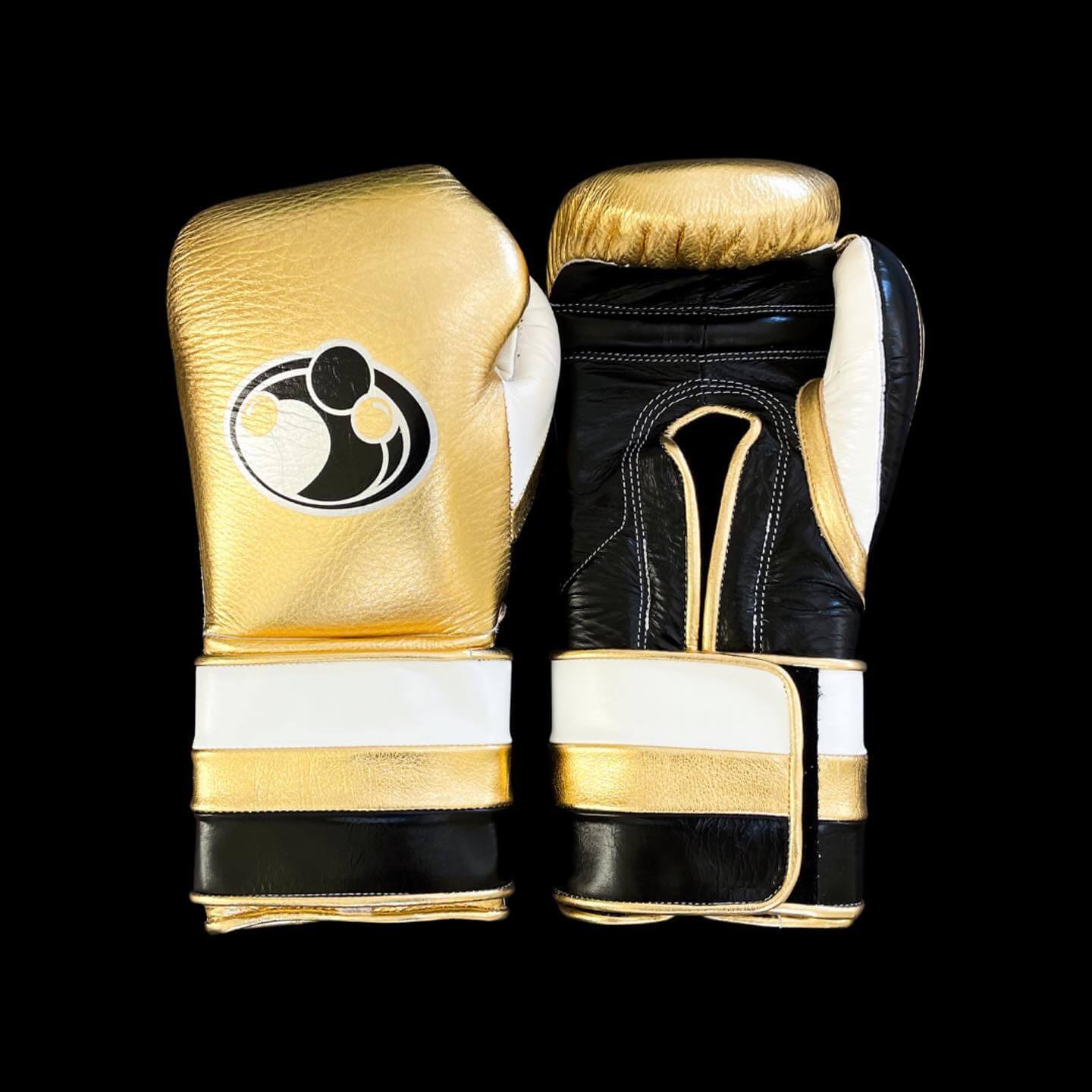 Grant Boxing Gloves Gold/Black/White on Hands Training Action Shot