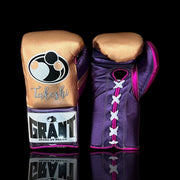 Grant Gold/Purple/Pink Leather Boxing Gloves Classic Design Pair