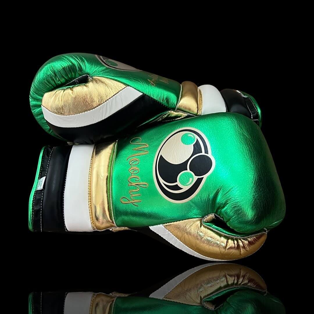 Grant Green/Black/Gold 14oz Boxing Gloves Custom Sparring Gloves Thumb View