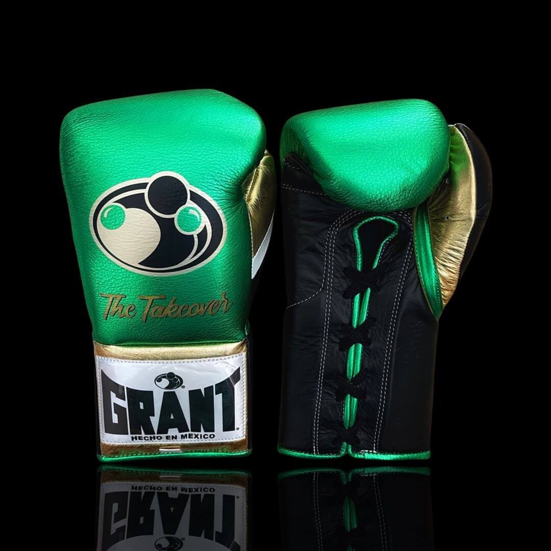 Grant Green/Black/Gold 14oz Boxing Gloves Custom Sparring Gloves