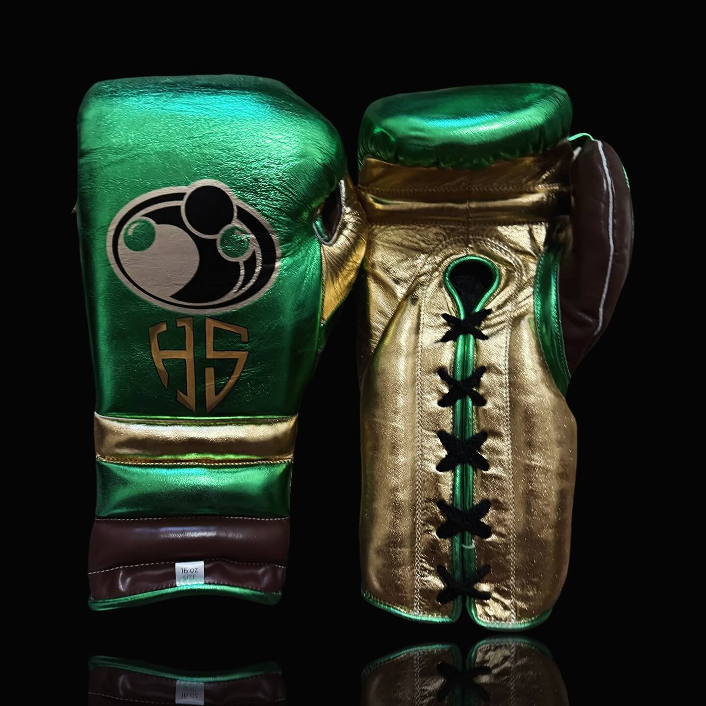Grant Green/Gold/Brown Lace-Up Boxing Gloves Classic Training Gloves
