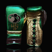 Grant Green/Gold/Brown Lace-Up Boxing Gloves Classic Training Gloves