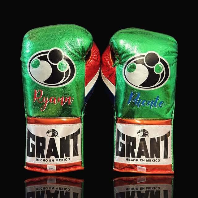 Grant Green/Red/Blue Boxing Gloves Women Fitness Training Gloves Back View
