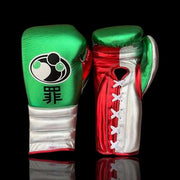 Grant Green/Red/Silver Lace-Up Boxing Gloves Classic Training Gloves