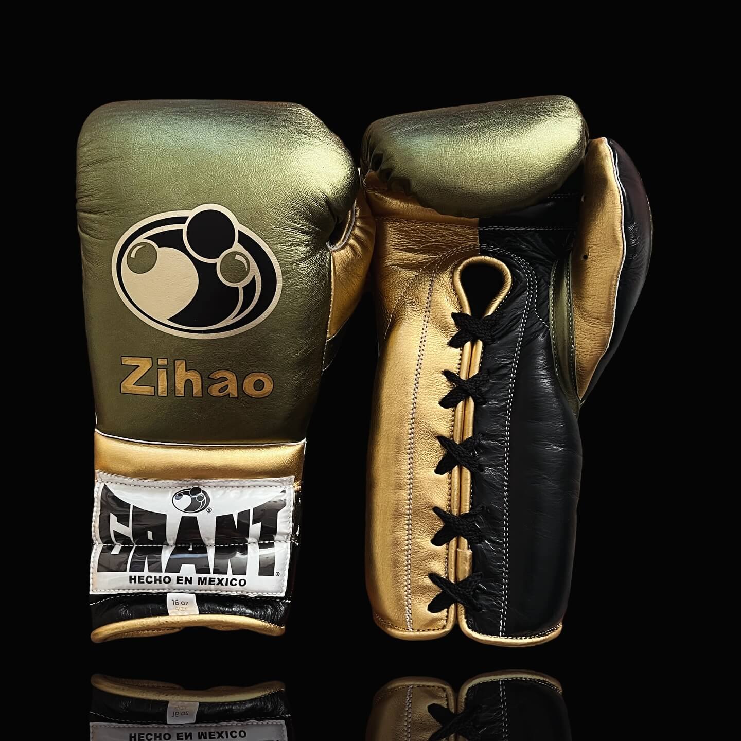 Grant Green/Black/Gold 14oz Boxing Gloves Custom Sparring Gloves