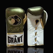 Grant Light-Green/White/Gold Lace-Up Boxing Gloves Classic Training Gloves