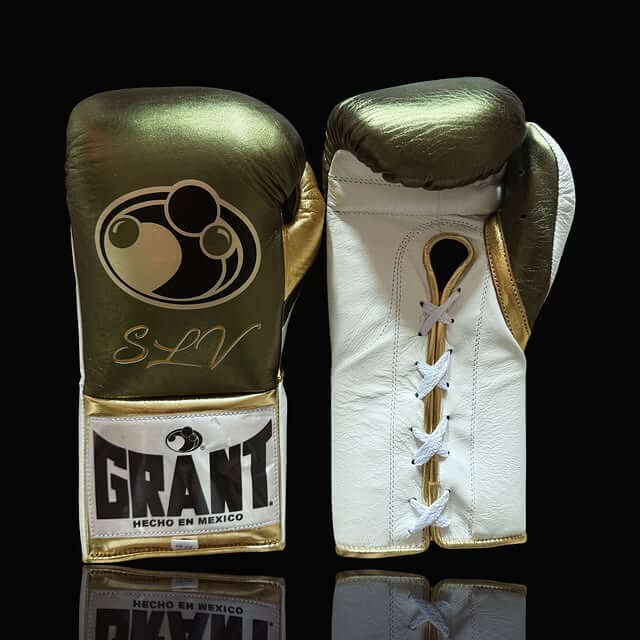 Grant Light-Green/White/Gold Lace-Up Boxing Gloves Classic Training Gloves