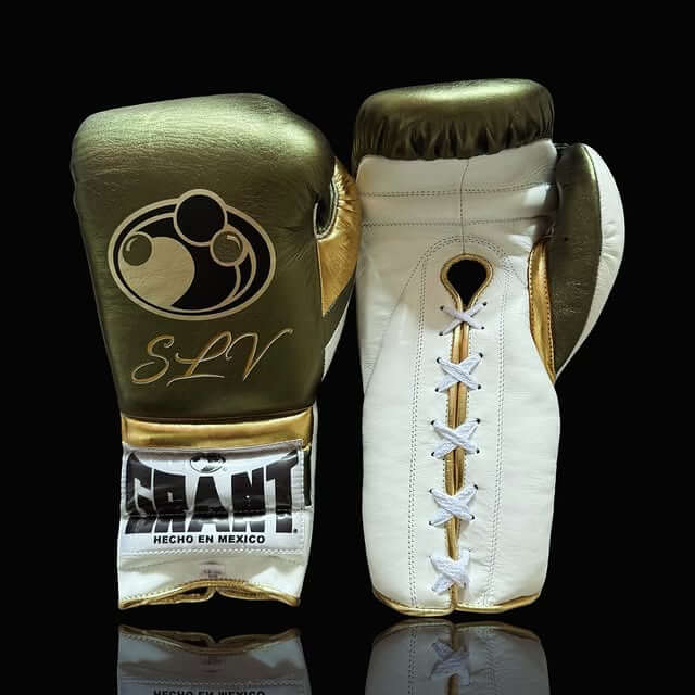 Grant Light-Green/White/Gold 14oz Boxing Gloves Custom Sparring Gloves