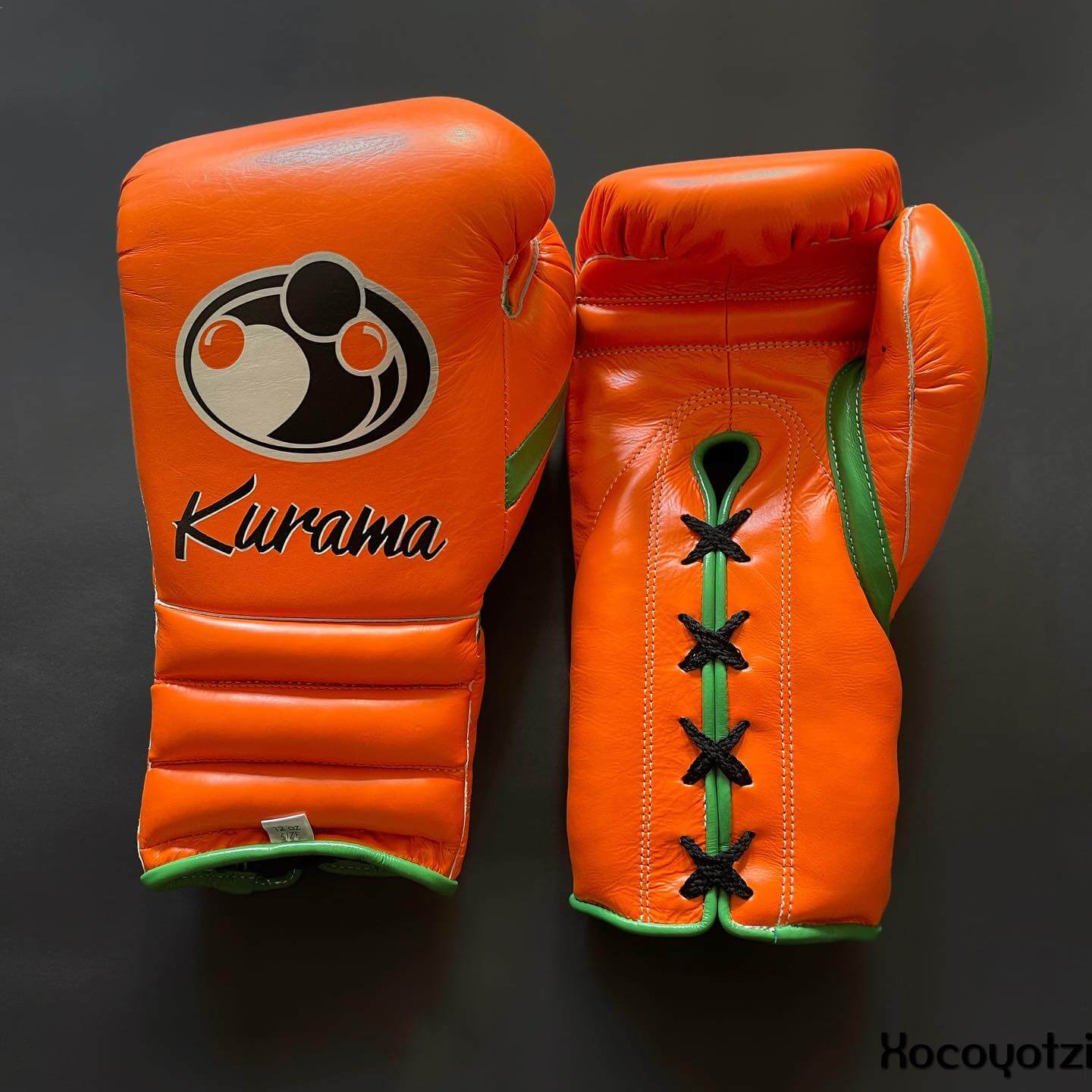 Grant Orange/Green Leather Boxing Gloves Classic Design Pair