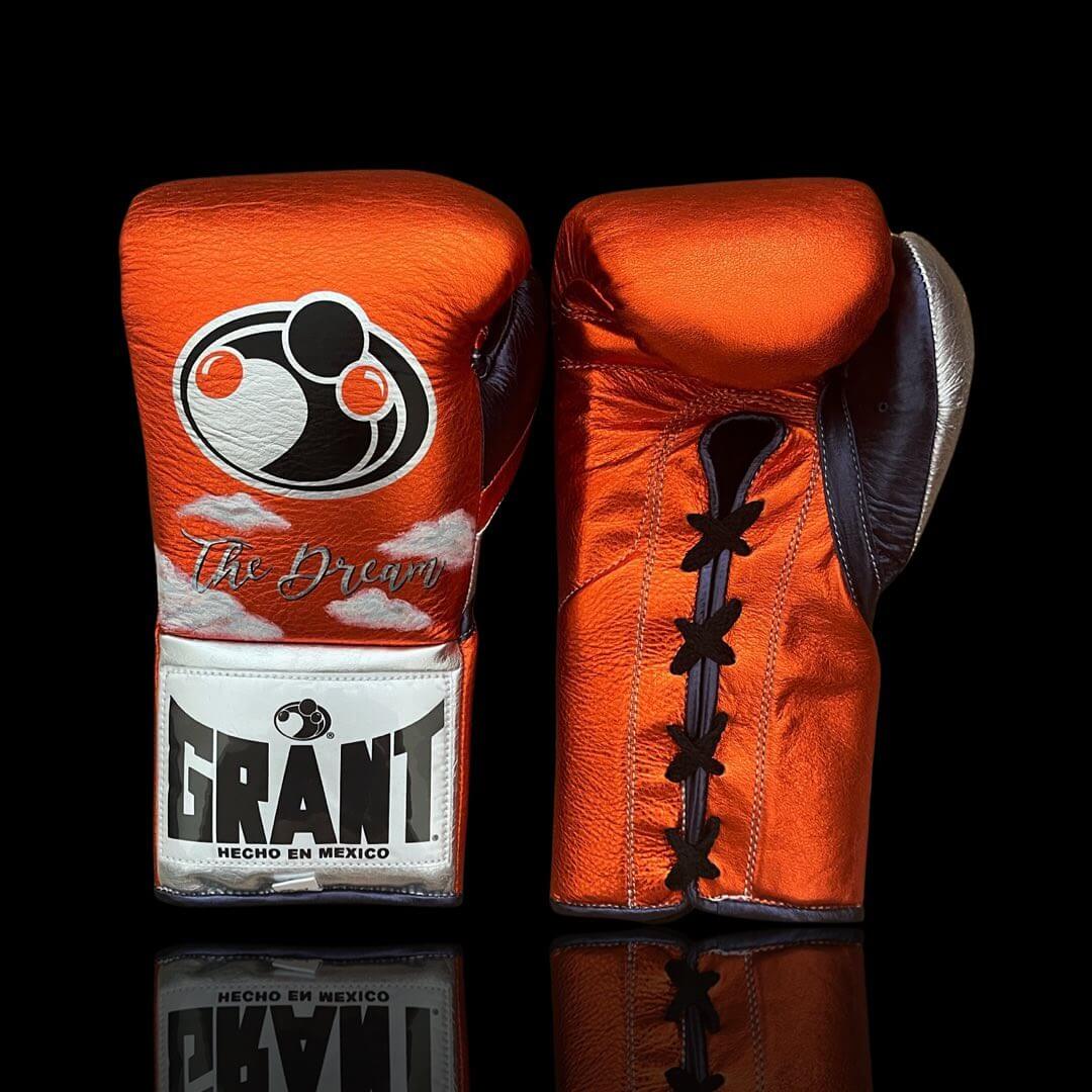 Grant Orange/Grey/Silver Full View Leather Boxing Gloves