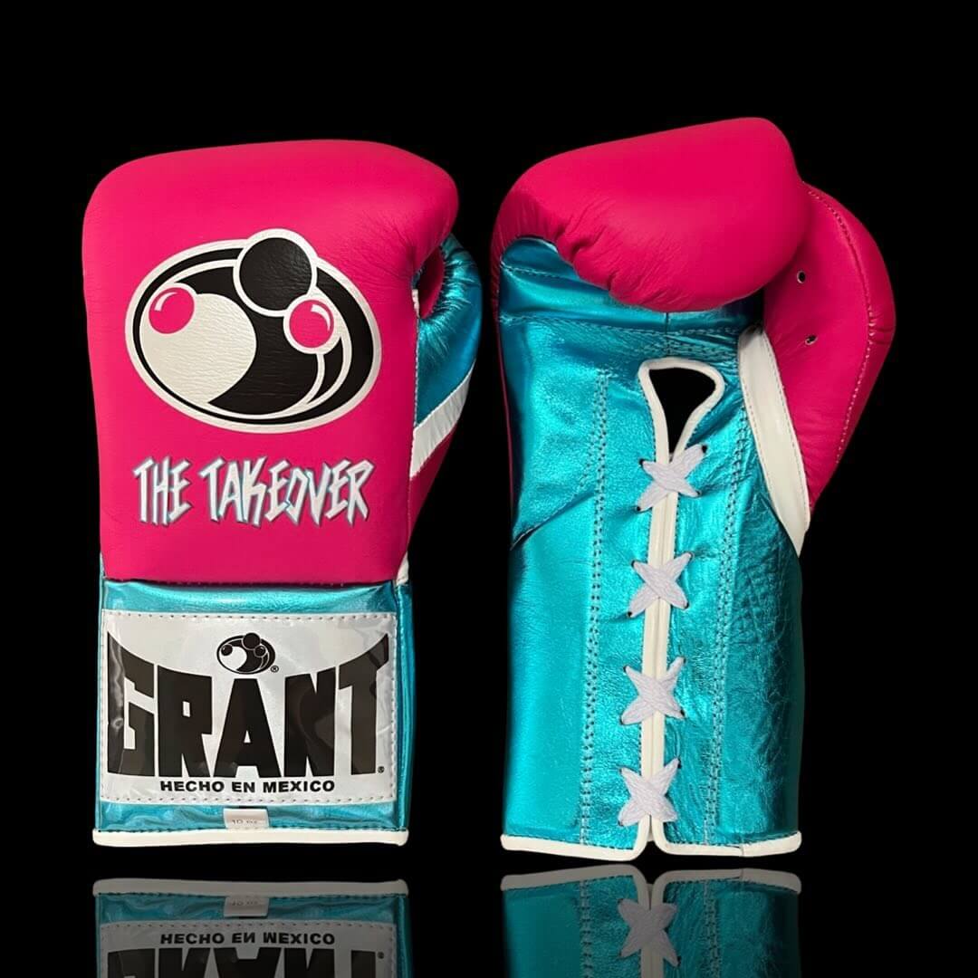 Grant Pink/Blue/White Full View Leather Boxing Glove