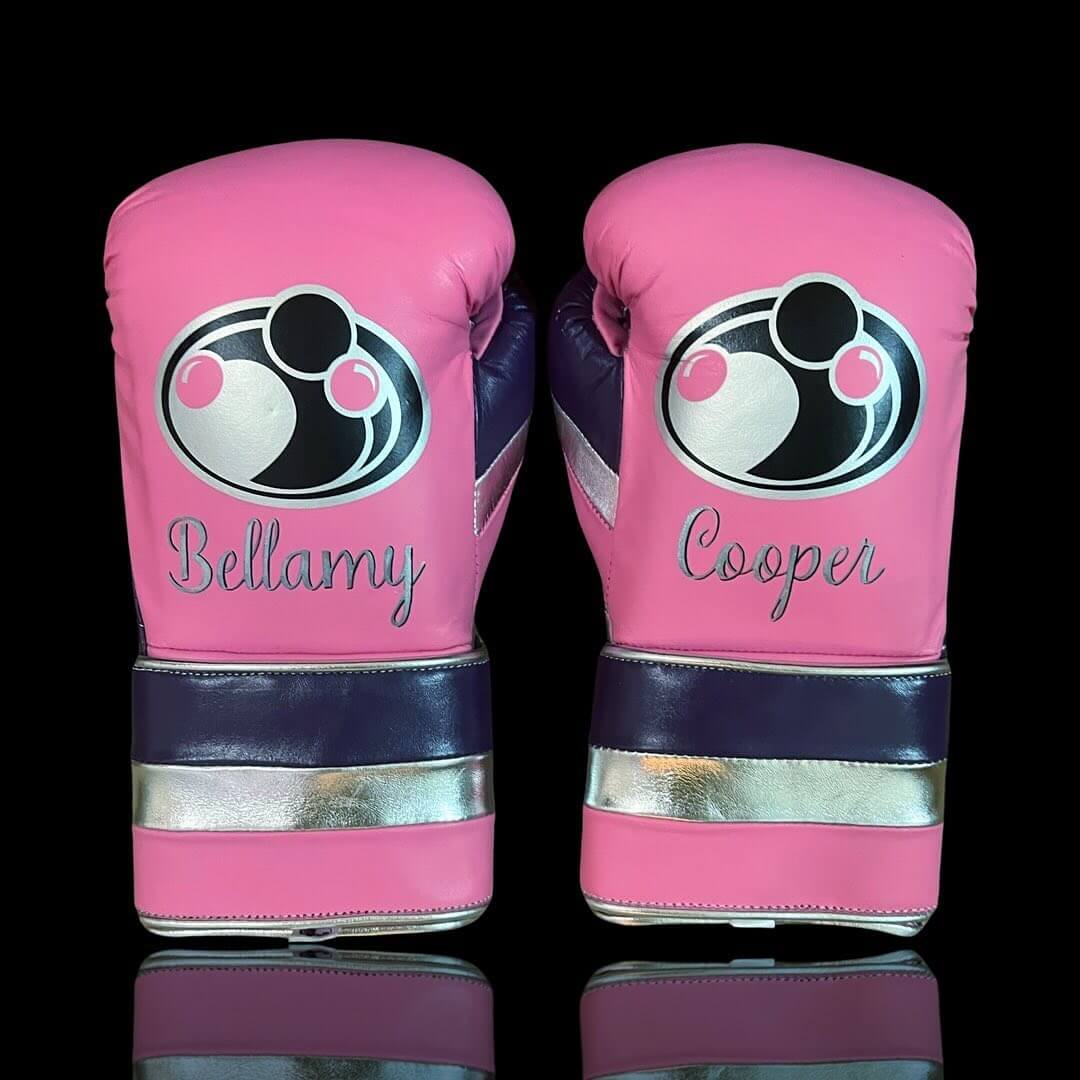 Grant Pink/Purple/Silver Boxing Gloves Premium Gym Training Pair Back View