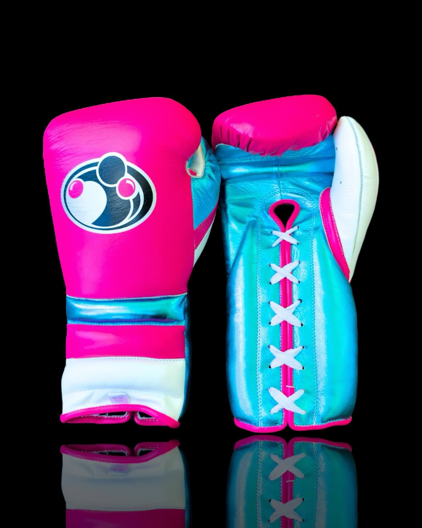 Grant Pink/Sky-Blue/White Lace-Up Boxing Gloves Classic Training Gloves
