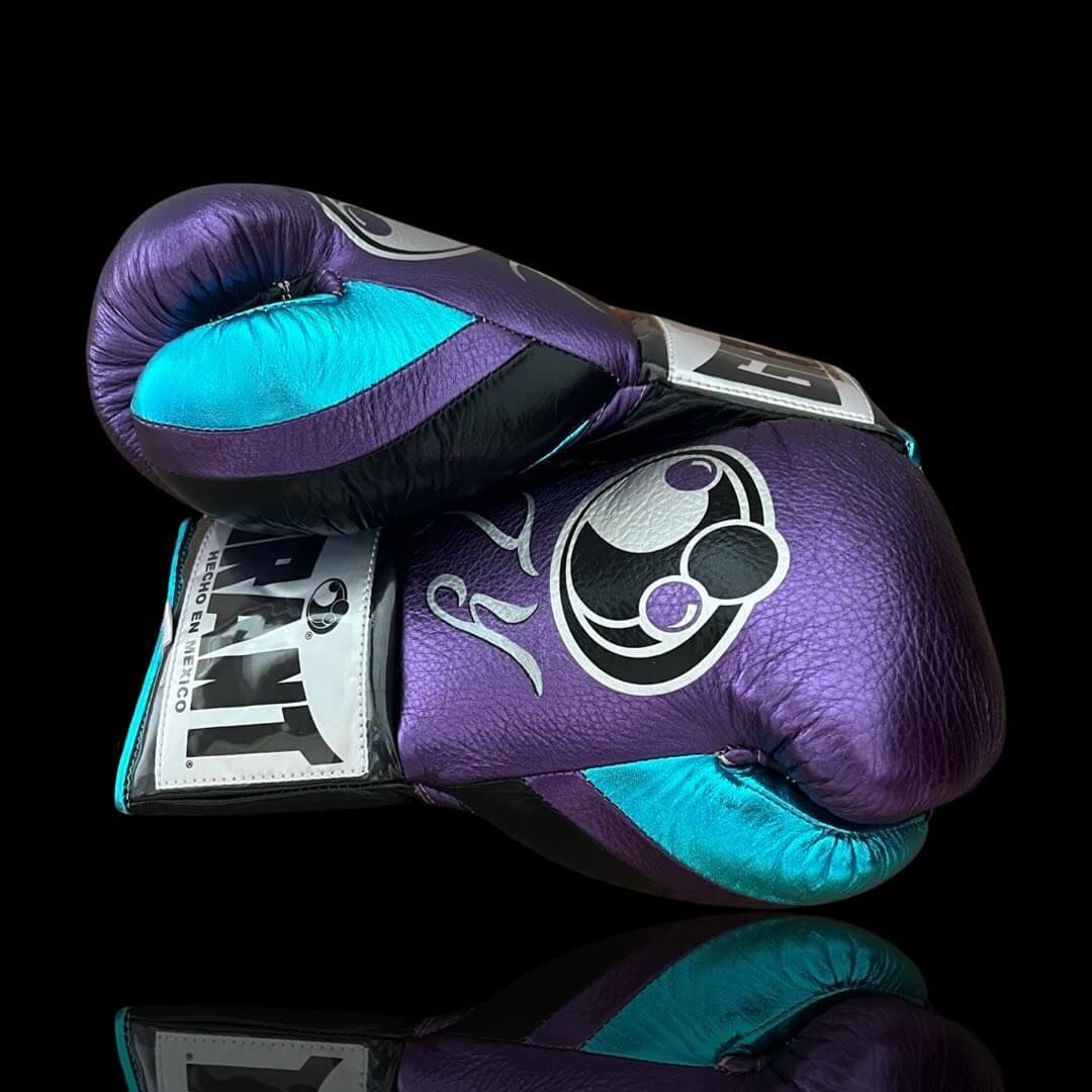 Grant Purple/Black/Blue Boxing Gloves 14oz Premium Training Gloves Thumb View