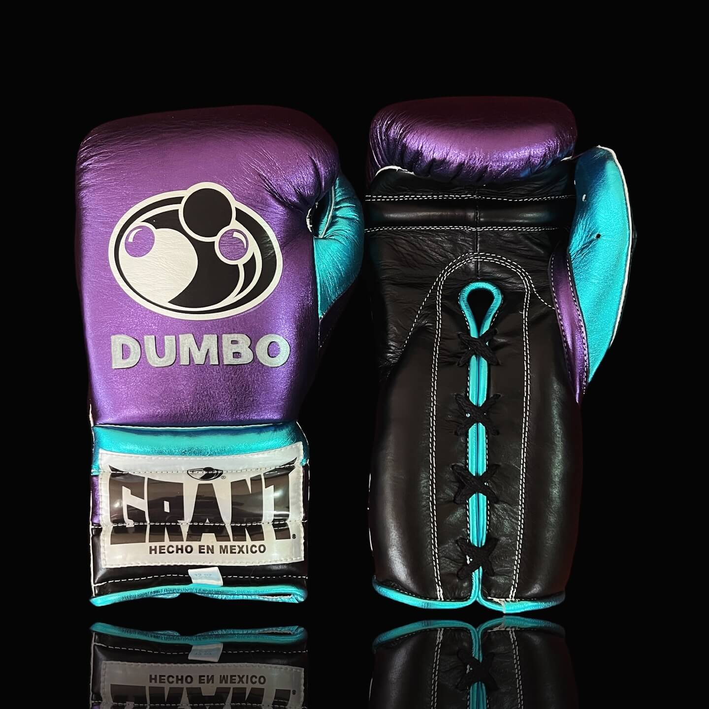 Grant Purple/Black/Blue Leather Boxing Gloves Heavy Duty Training Pair
