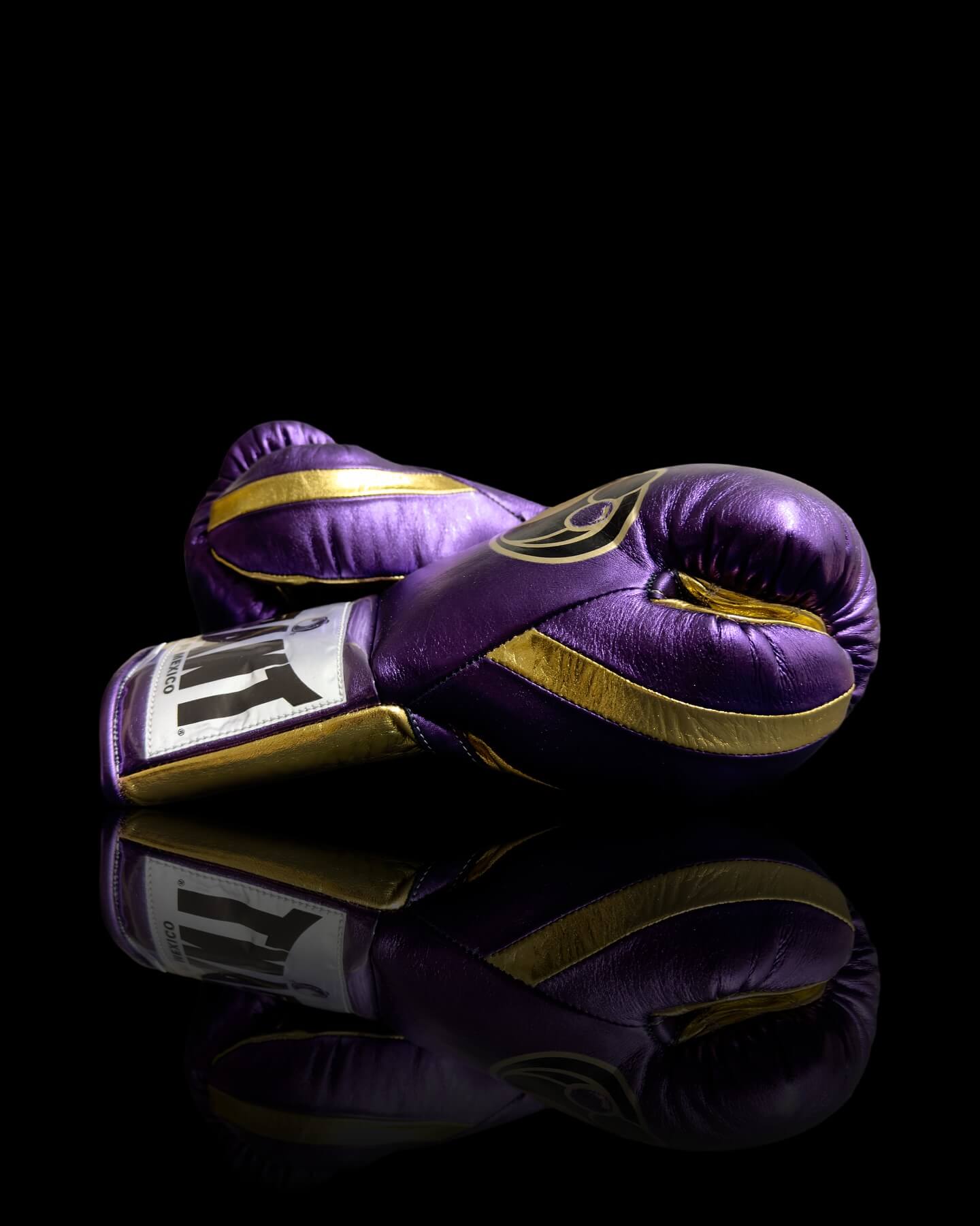 Grant Purple/Gold Lace-Up Boxing Gloves Classic Training Gloves Thumb View