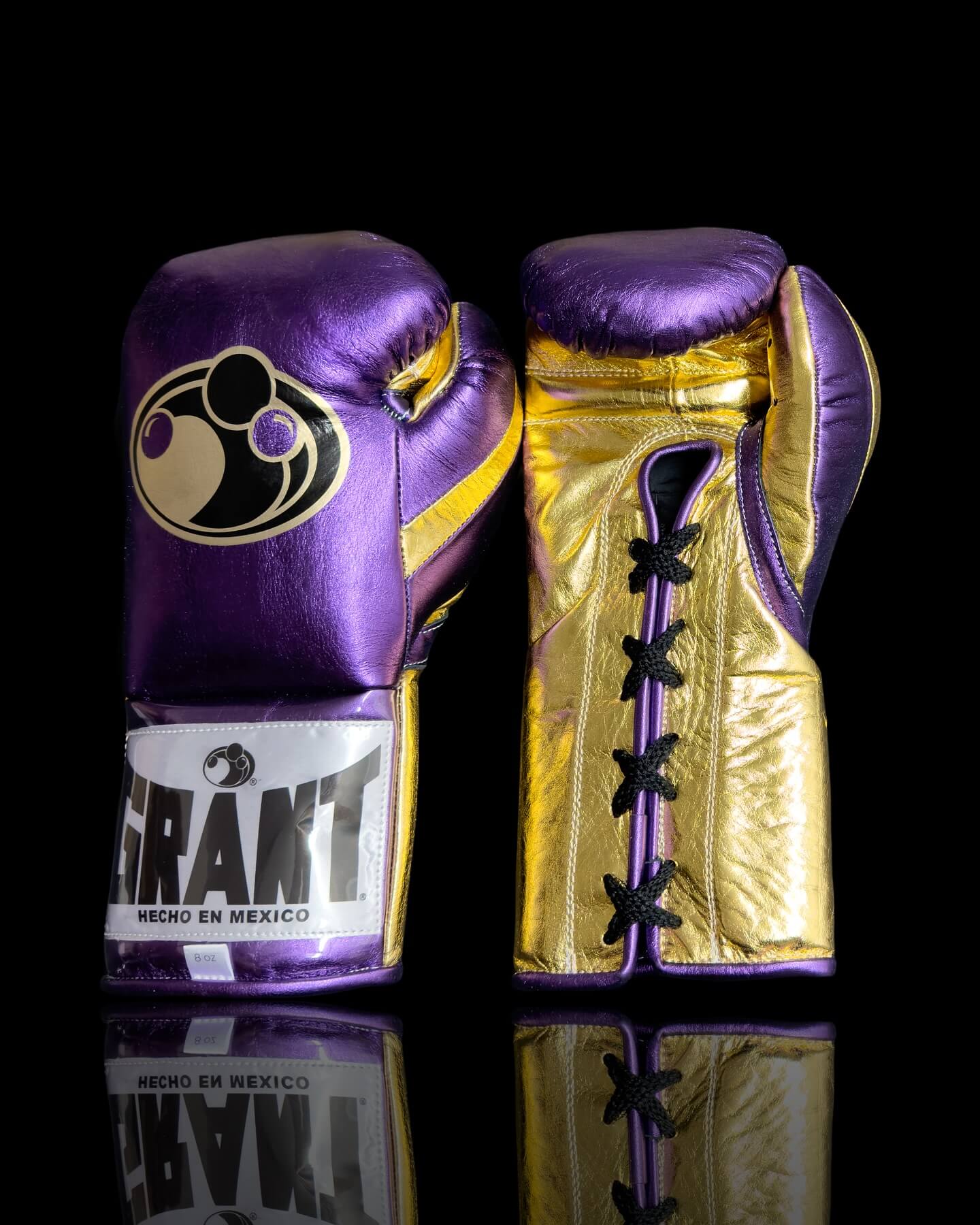 Grant Purple/Gold Lace-Up Boxing Gloves Classic Training Gloves