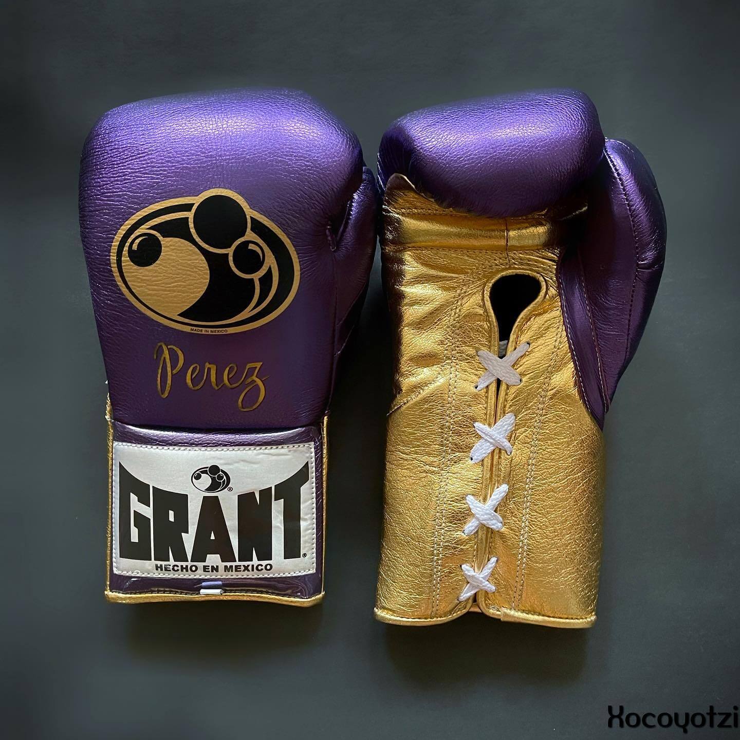 Grant Purple/Gold 14oz Boxing Gloves Custom Sparring Gloves