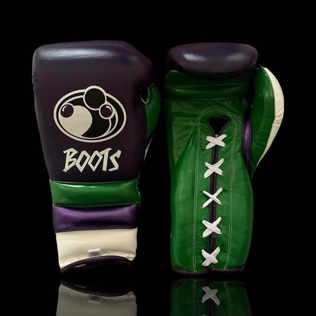 Grant Boxing Set Purple/Green/White Lace-Up Gloves Headguard Kit