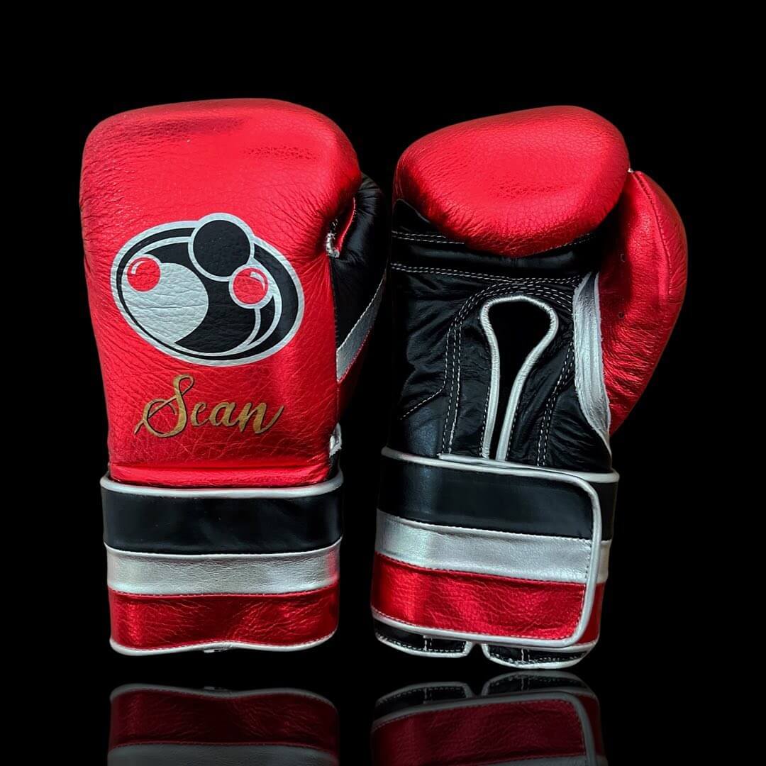 Grant Boxing Gloves Red/Black/Silver 14oz Leather Training Gloves