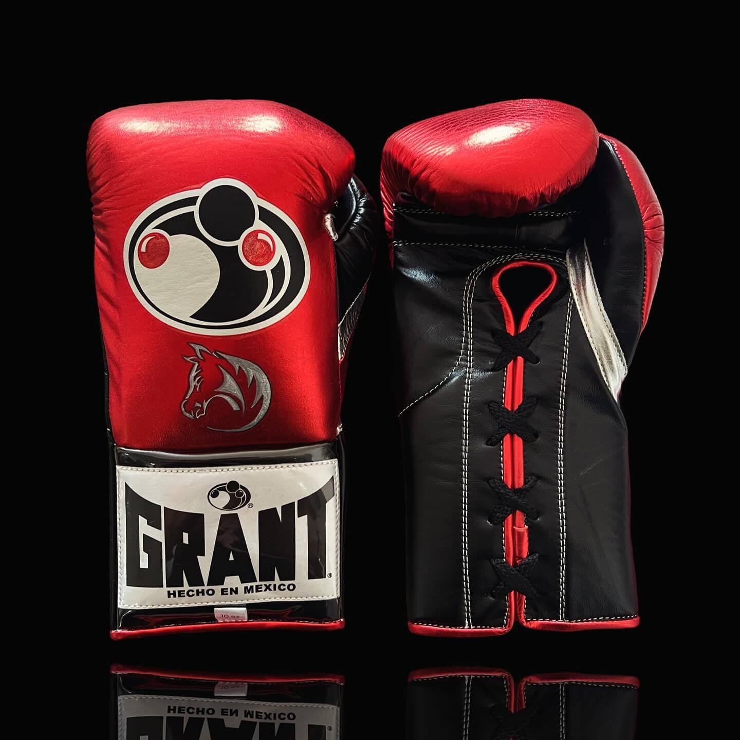 Grant Red/Black/Silver 14oz Boxing Gloves Custom Sparring Glove