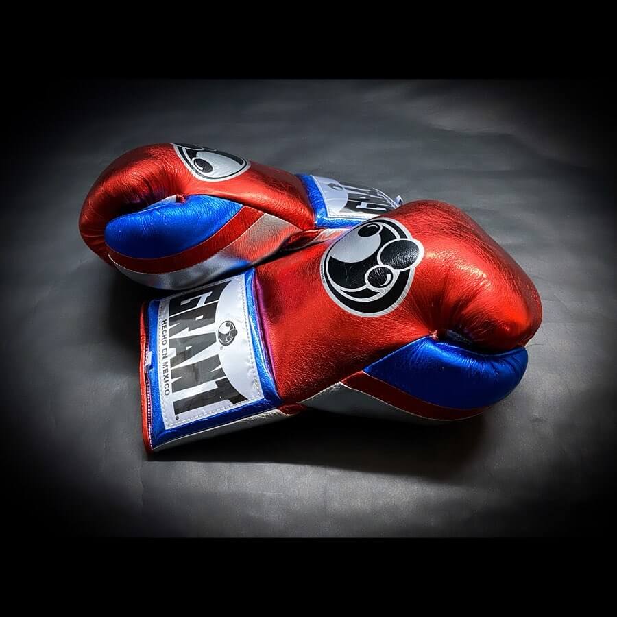 Grant Boxing Gloves Red/Blue/Silver  14oz Leather Training Gloves Thumb View