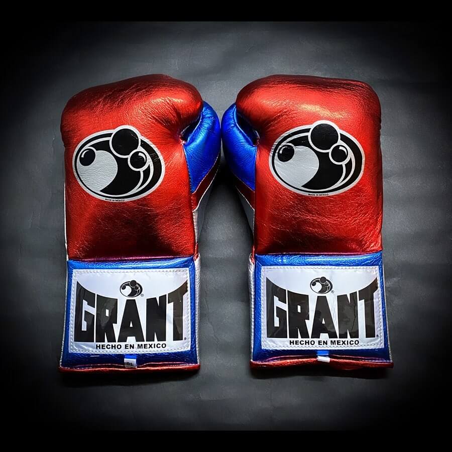 Grant Boxing Gloves Red/Blue/Silver  14oz Leather Training Gloves