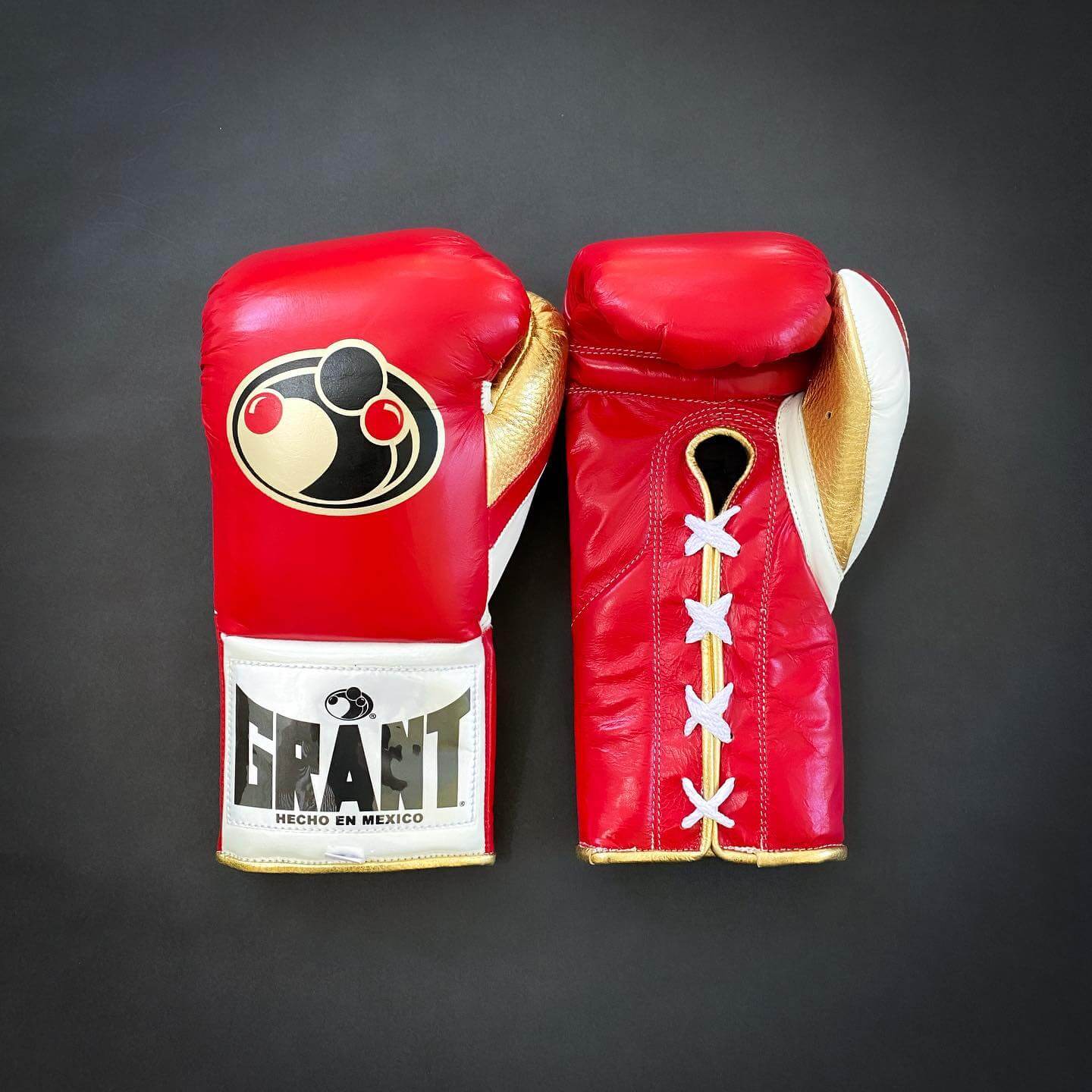 Grant Red/Gold/White Leather Boxing Gloves Classic Design Pair