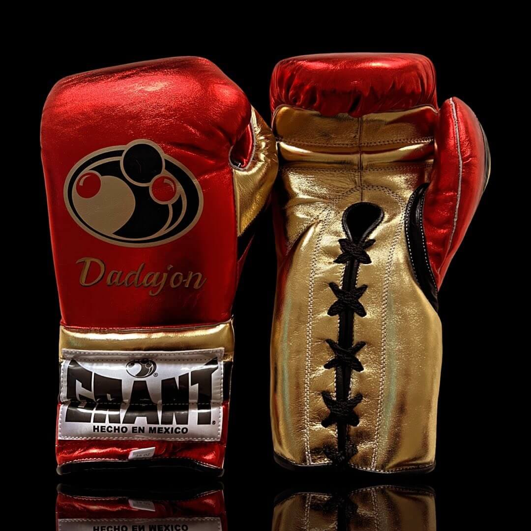 Grant Red/Gold Lace-Up Boxing Gloves Classic Training Gloves