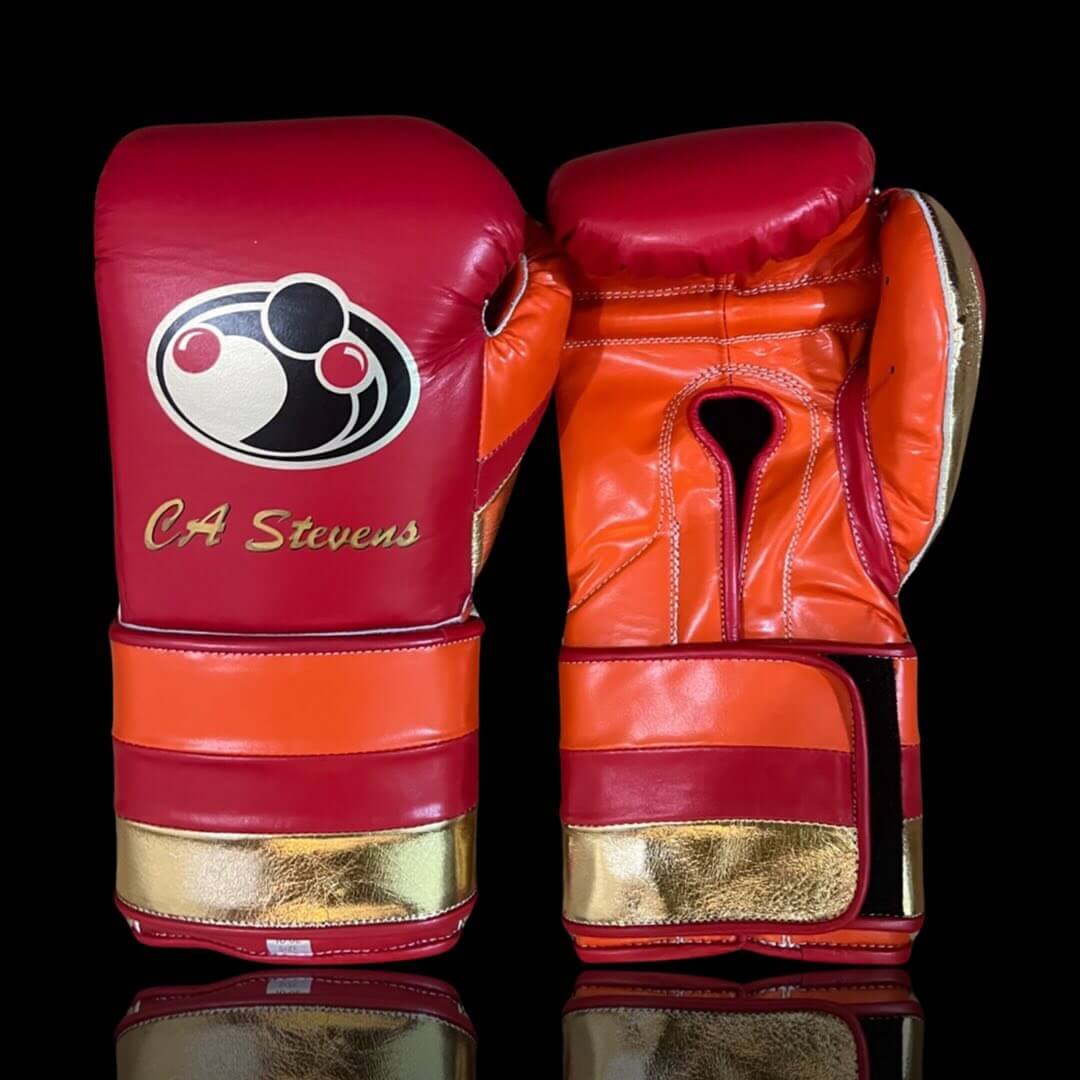 Grant Red/Orange/Gold Leather Boxing Gloves Custom Fit Training