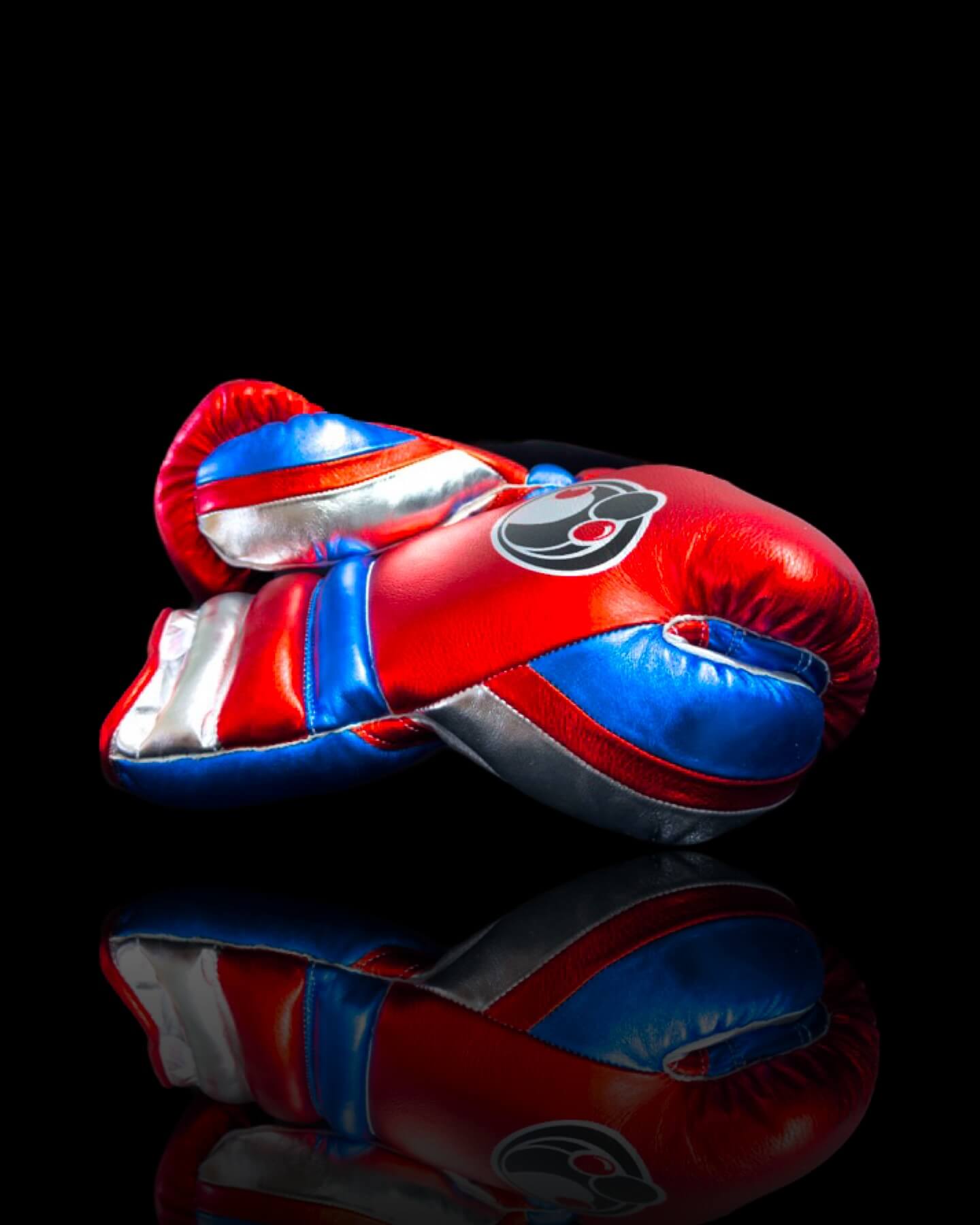 Grant Boxing Gloves Red/Silver/Blue  14oz Leather Training Gloves Thumb View