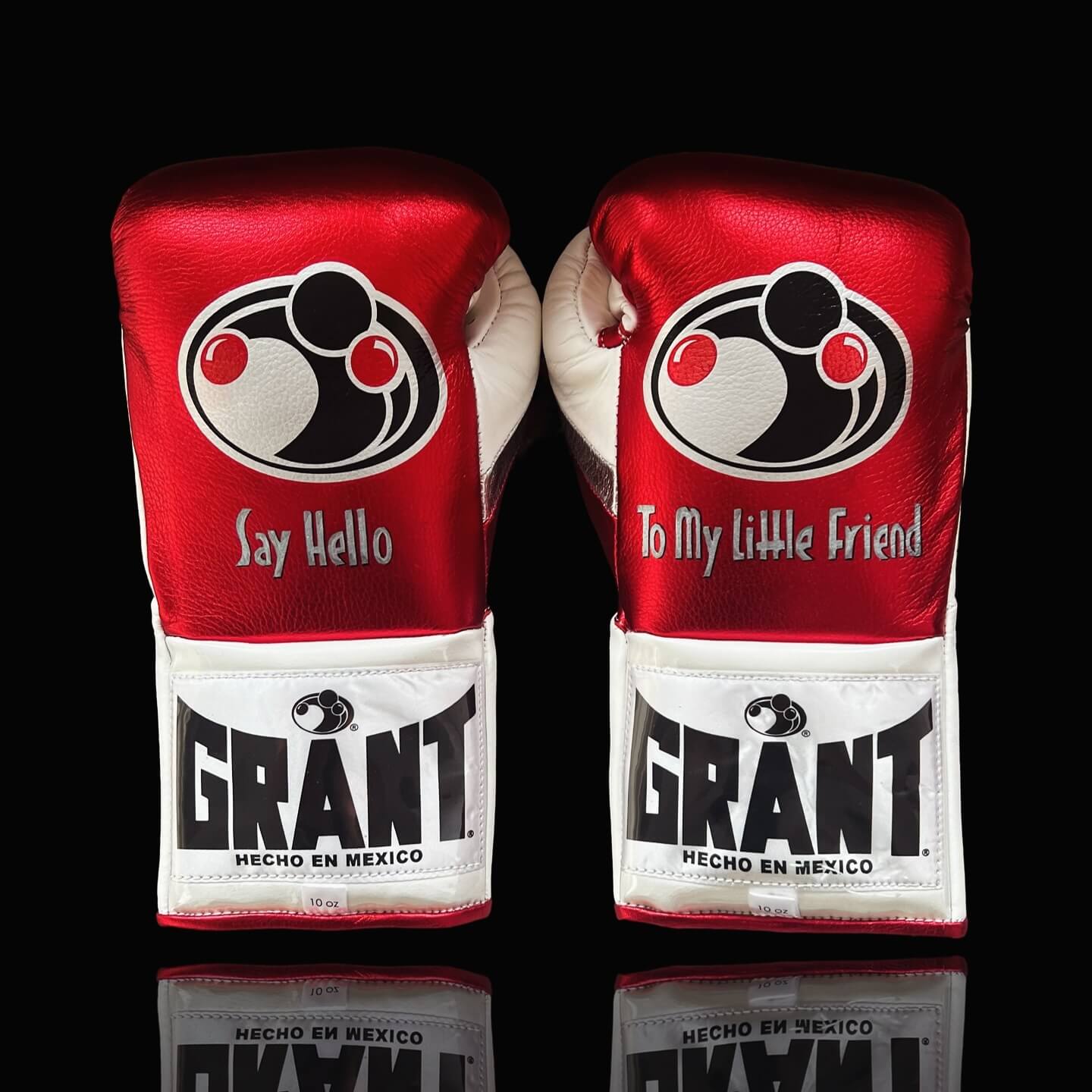Grant Red/White Lace-Up Boxing Gloves Close Up Detail Back View