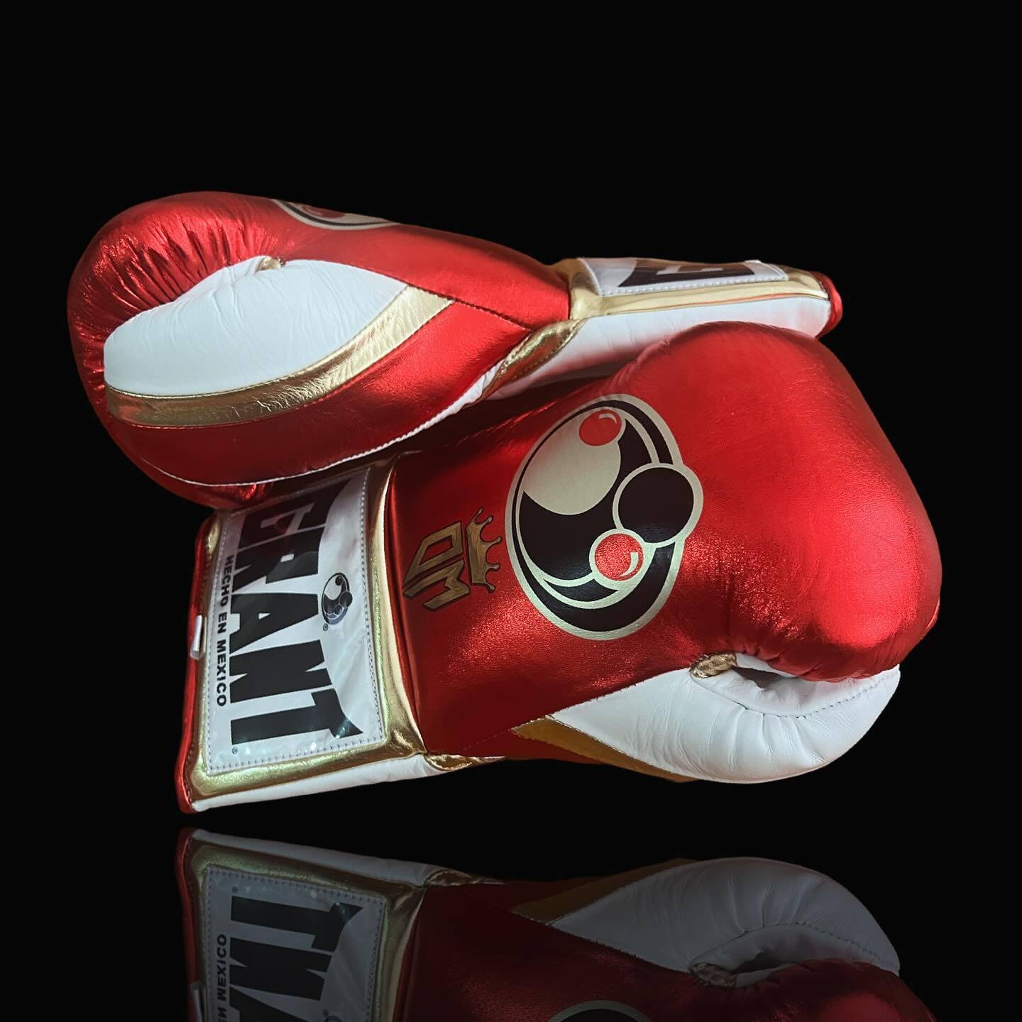 Grant Red/White/Gold Boxing Gloves 14oz Premium Training Gloves Back View