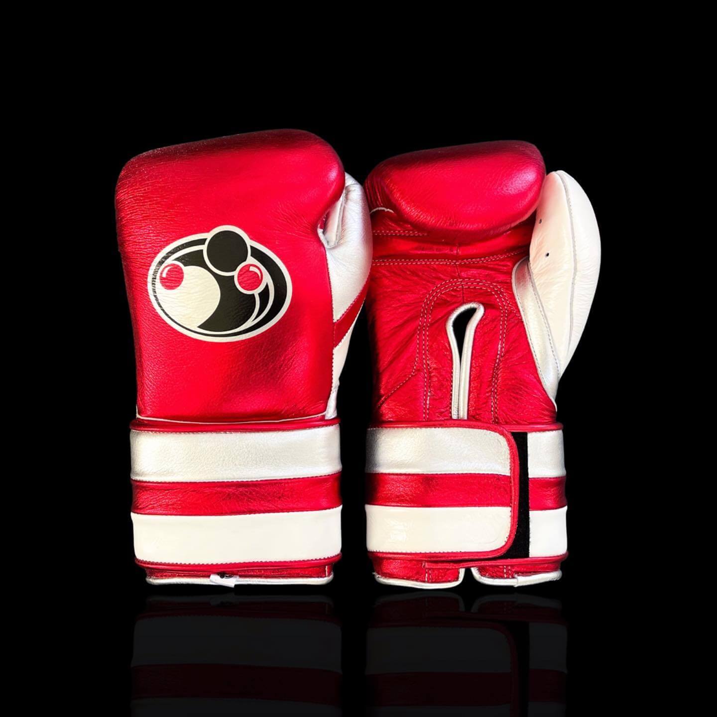 Grant Red/White/Silver Leather Boxing Gloves Heavy Duty Training Pair